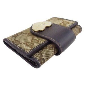 GUCCI Key Case GG Canvas Beige Canvas x Leather Authentic Used D2581